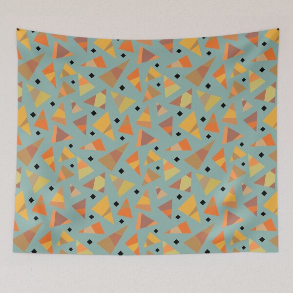 Item preview, Autumn Mod | multi color triangle blue background designed and sold by ShinyBallArt.