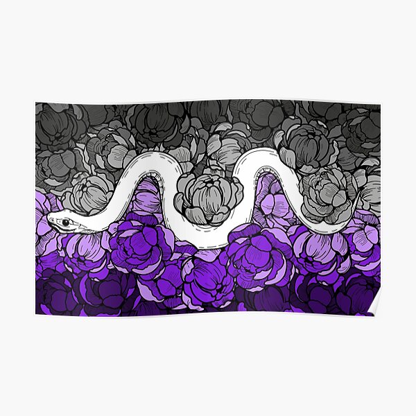 Asexual Pride Floral Snake Design Poster