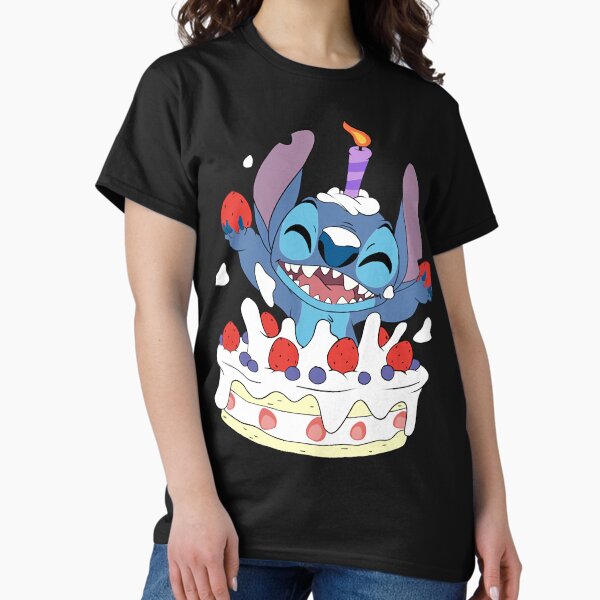 Vista previa del artículo con la obra «Feliz Cumpleaños Stitch», diseñado y vendido por dongocoan.