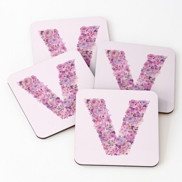 Item preview, Letter V | Pink Flower Pattern | Letter Art | Typography designed and sold by hayleylauren.
