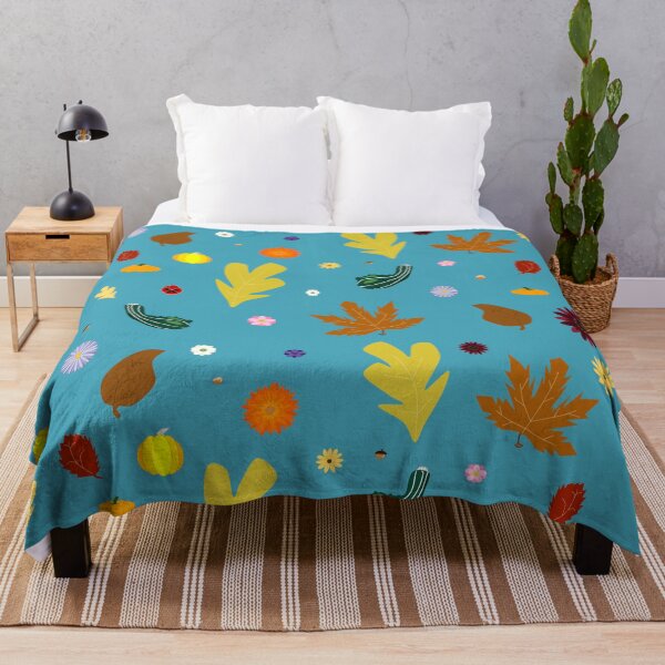 Item preview, AUTUMN - Fall Leaves, Gourds, Flowers, and Acorns Version 1 (Light Cerulean Blue) designed and sold by CoraDaffodil.