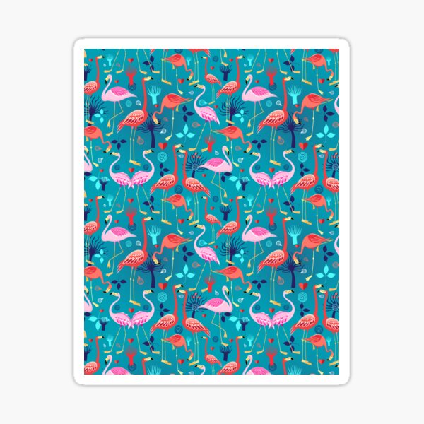 beautiful pattern lovers flamingo Sticker