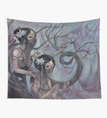 collecting silk from crystal spiders Wall Tapestry
