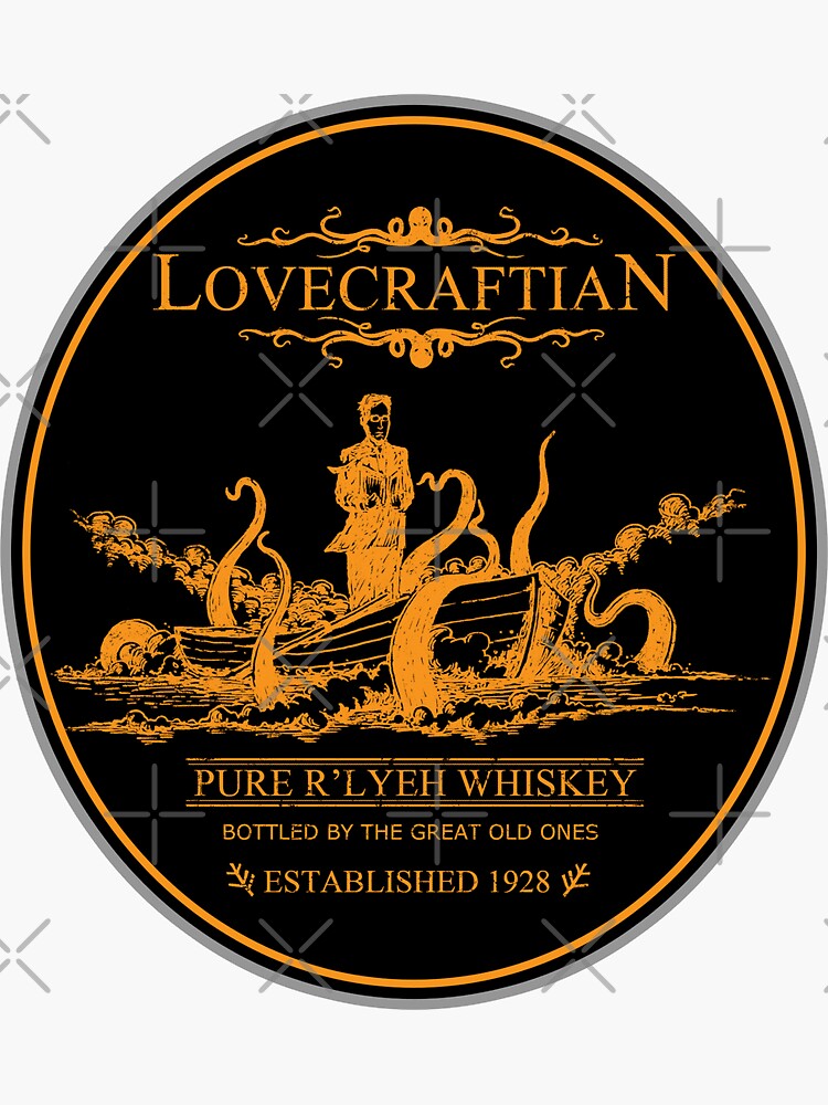 Lovecraftian Rlyeh Whiskey Gold Label Sticker For Sale By Pigboom