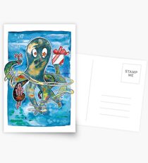 Oktopus Kraken Weihnachten Postkarten