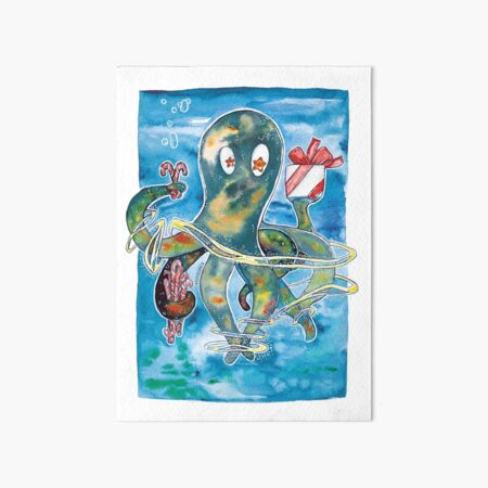 Oktopus Kraken Weihnachten Galeriedruck