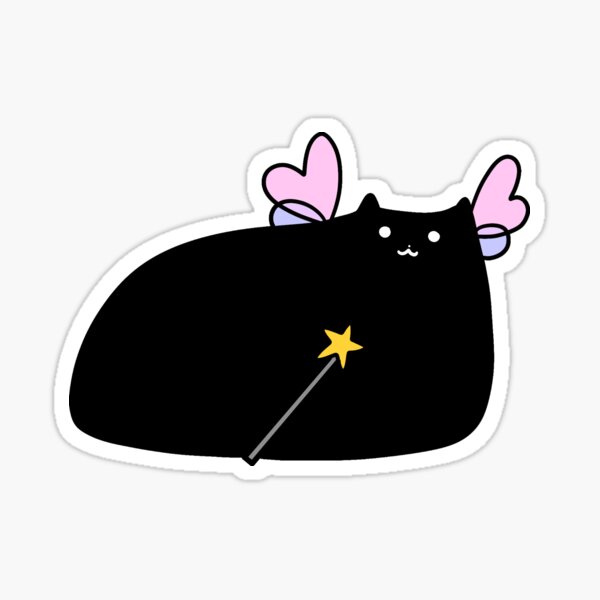 Chubby Black Cat Fairy Sticker