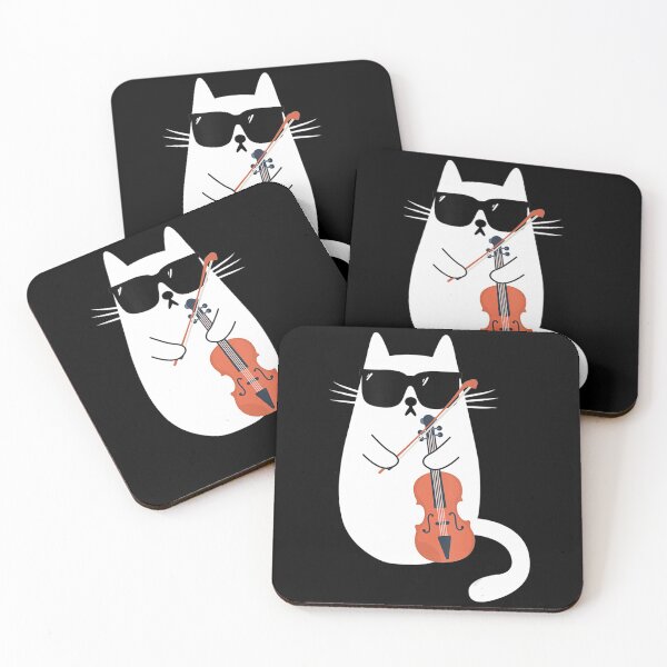 Item preview, Funny Cat Wearing Sunglasses Playing Violin Viola Musician designed and sold by VincenzoAhren.