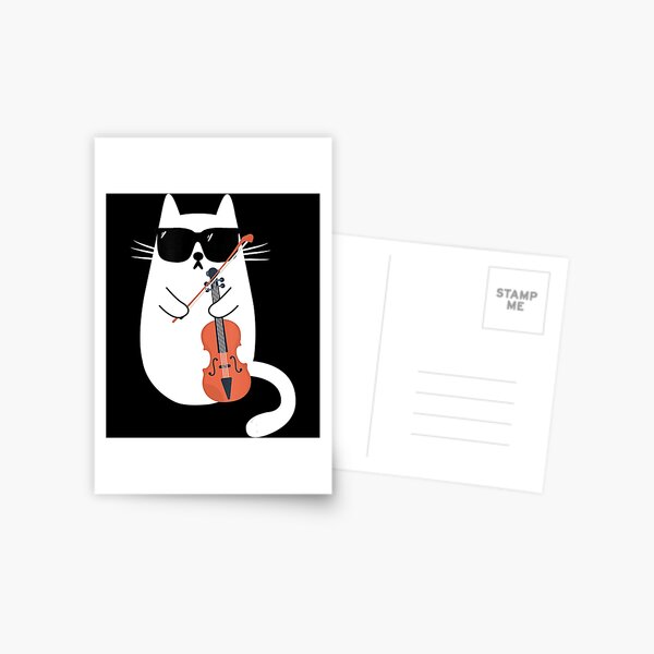 Item preview, Funny Cat Wearing Sunglasses Playing Violin Viola Musician designed and sold by VincenzoAhren.