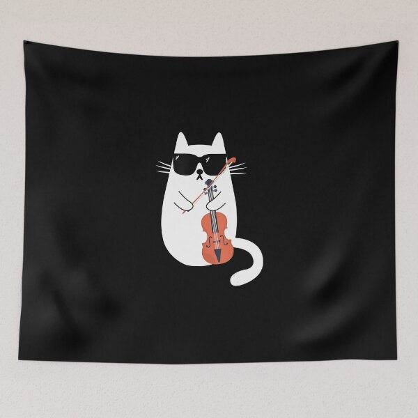 Item preview, Funny Cat Wearing Sunglasses Playing Violin Viola Musician designed and sold by VincenzoAhren.