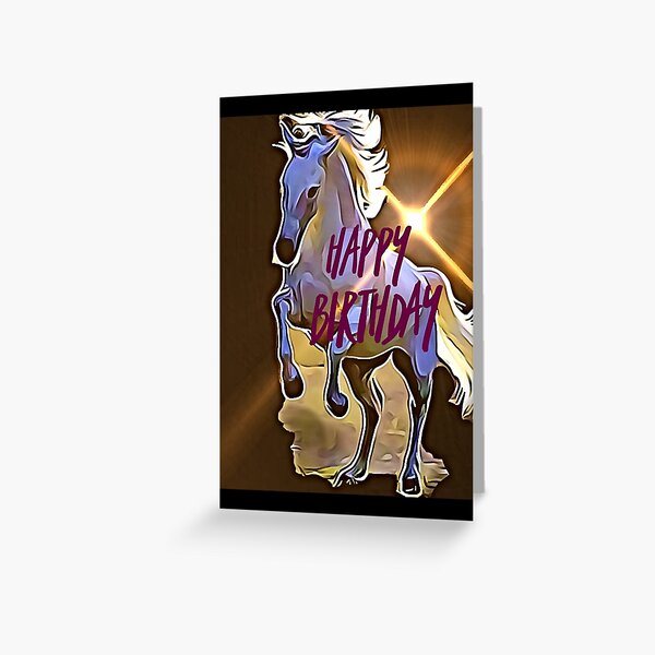 Cartes De Vœux Sur Le Theme Cheval Joyeux Anniversaire Redbubble