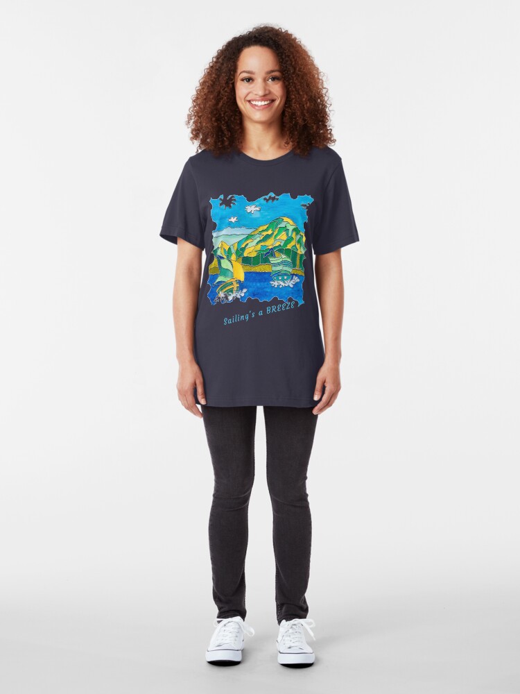 Alternate view of SAILING'S A BREEZE - OCEAN ART Slim Fit T-Shirt