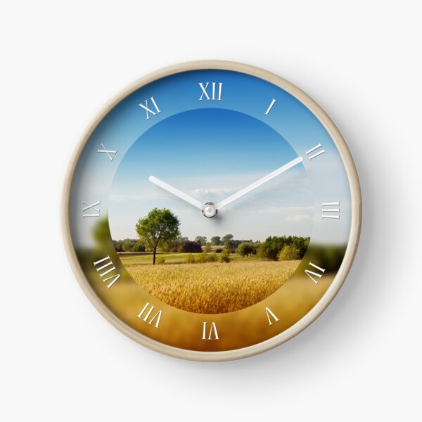 Rural wheat fields view Clock
