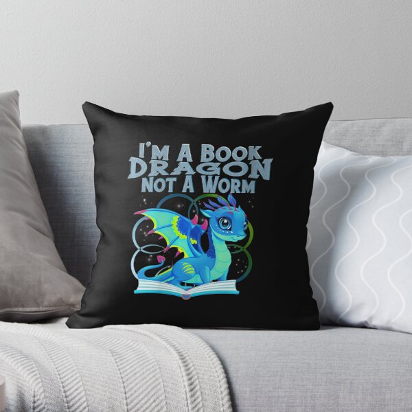 Womens Im A Book Dragon Not A Worm Funny Dragons V Neck Throw Pillow