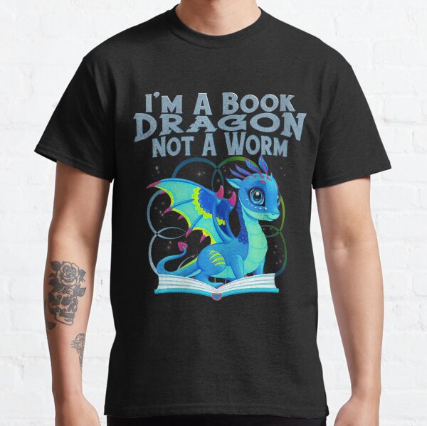 Womens Im A Book Dragon Not A Worm Funny Dragons V Neck Classic T-Shirt