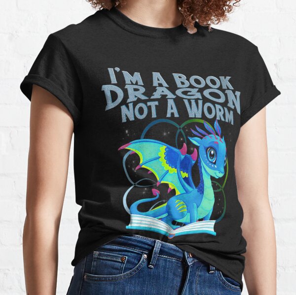 Womens Im A Book Dragon Not A Worm Funny Dragons V Neck Classic T-Shirt
