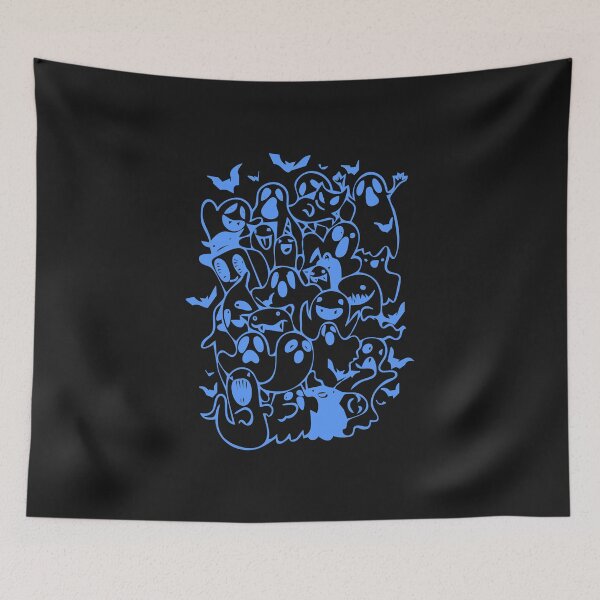 Item preview, horror ghost doodle blue designed and sold by black wedus.