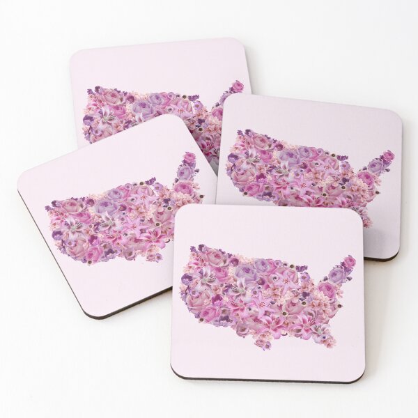 Item preview, Map of America | USA | Pink Flower Pattern designed and sold by hayleylauren.