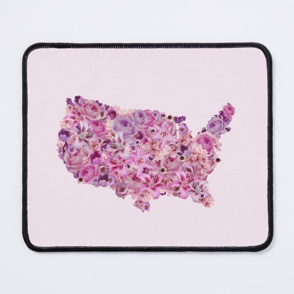 Item preview, Map of America | USA | Pink Flower Pattern designed and sold by hayleylauren.