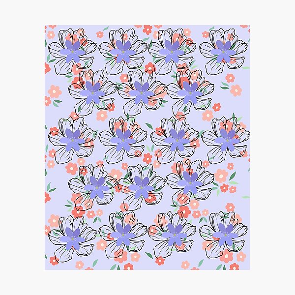 Pretty Little Flowers Nestled in Light Purple Photographic Print