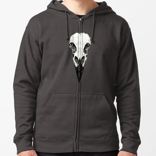 Raven Skull Zipped Hoodie