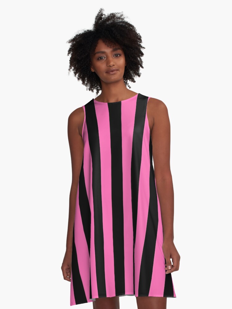 Black and Hot Pink Vertical Stripes\