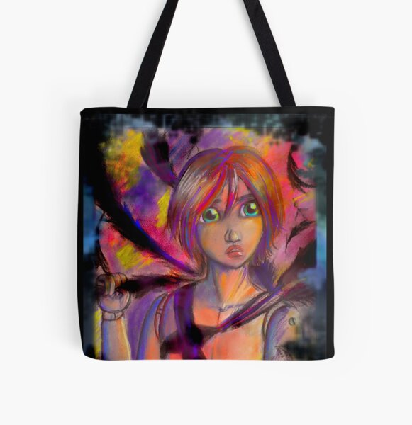 Doll with the black bird tatoo All Over Print Tote Bag