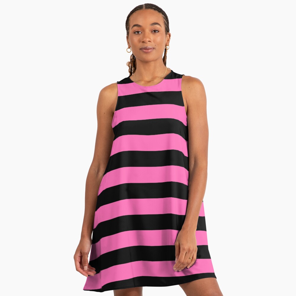 "Black and Hot Pink Horizontal Stripes" A-Line Dress for Sale by starrylite  | Redbubble