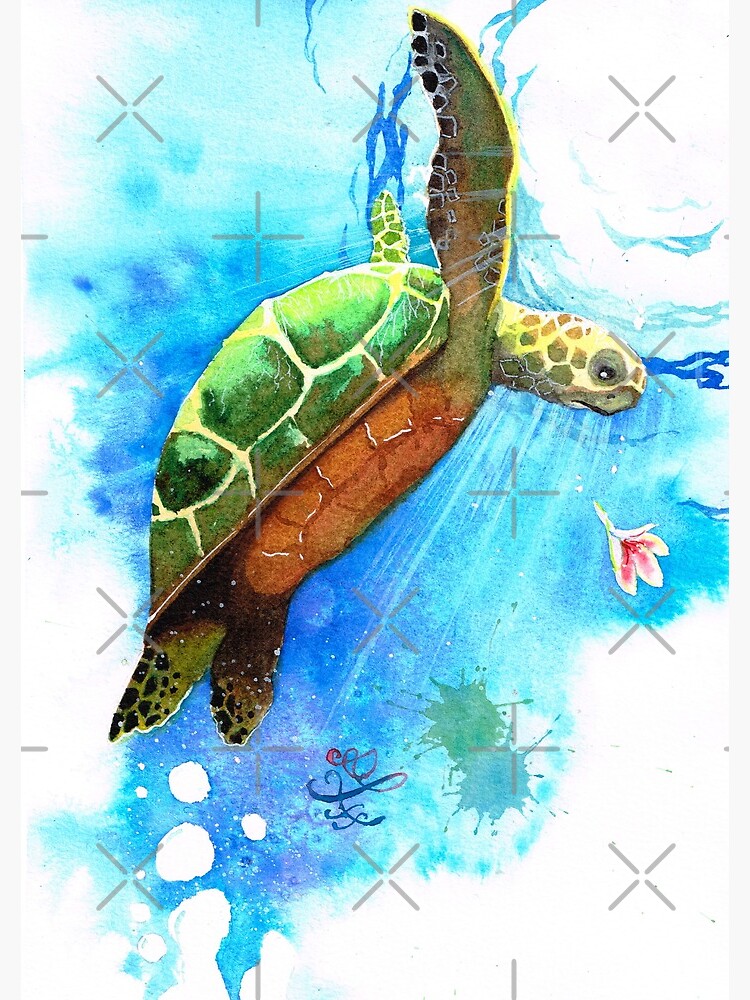 Sea life sea turtle watercolor painting wall art for home decor Spiral  Notebook for Sale by Sophiberry X