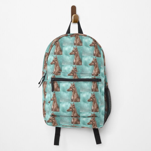 Item preview, Painting of a Pharaoh Hound Dog on Green Blue Background designed and sold by ibadishi.