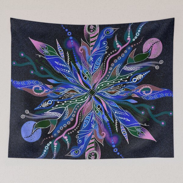 Item preview, Boho Feather Mandala Midnight Blue designed and sold by LindsayCat.
