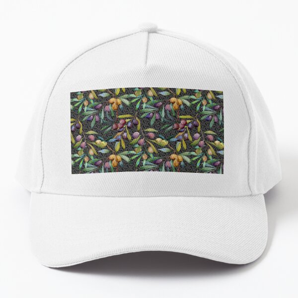 Olives On The Tree With Black Geometric Background Baseball Cap