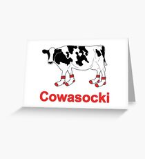 Tarjeta de felicitación Vaca lechera en calcetines - Cowasocki Cow A Socky