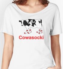 Milk Cow in Socks - Cowasocki Cow A Socky Women's Relaxed Fit T-Shirt