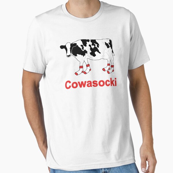 Vista previa del artículo con la obra «Vaca lechera en calcetines - Cowasocki Cow A Socky», diseñado y vendido por TheShirtYurt.