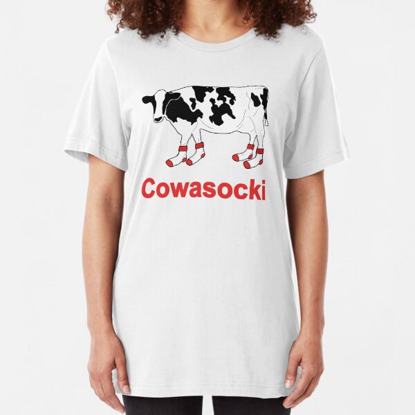 Milk Cow in Socks - Cowasocki Cow A Socky Slim Fit T-Shirt