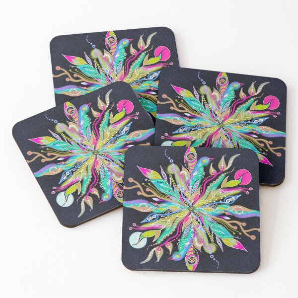 Item preview, Neon Boho Feather Mandala designed and sold by LindsayCat.