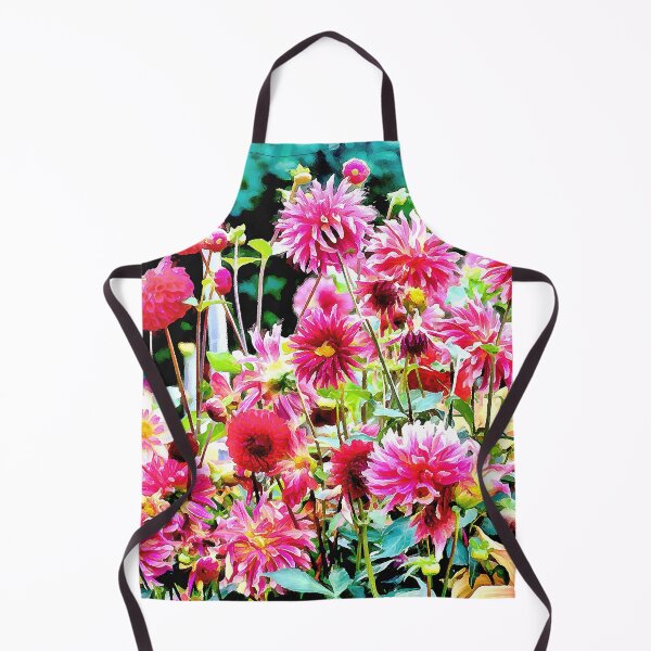 Item preview, Red and Orange Early Autumn Dahlia Garden designed and sold by SeaChangeDesign.