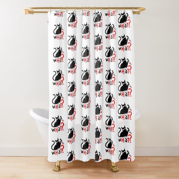 Murder cat funny scary Shower Curtain