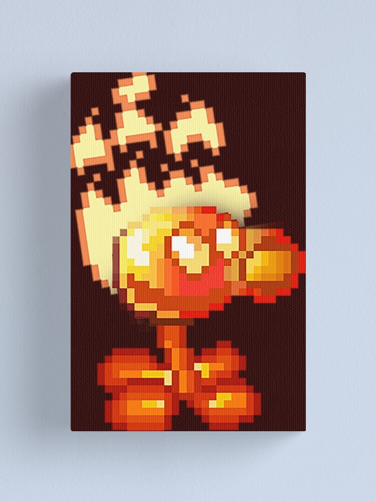 Fire Peashooter Pixelated Canvas Print By Pixl8ed Redbubble