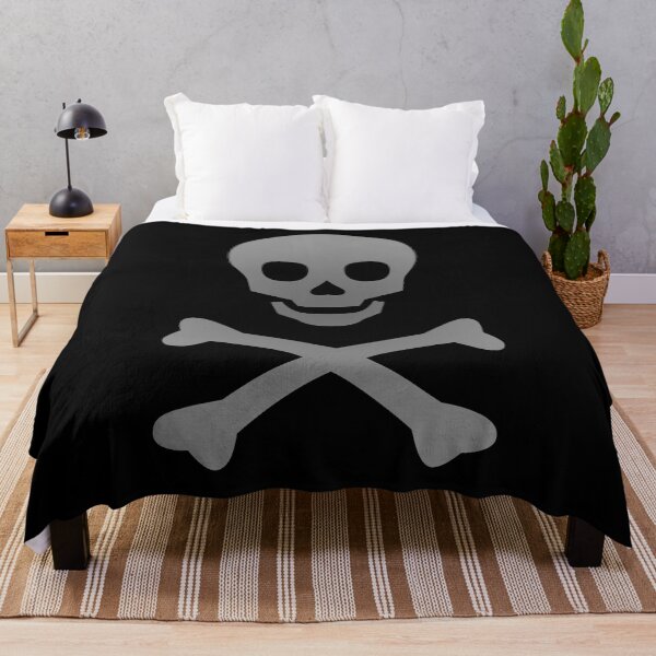 Item preview, Bandera pirata de calavera y tibias cruzadas degradado gris designed and sold by MOP-tees.