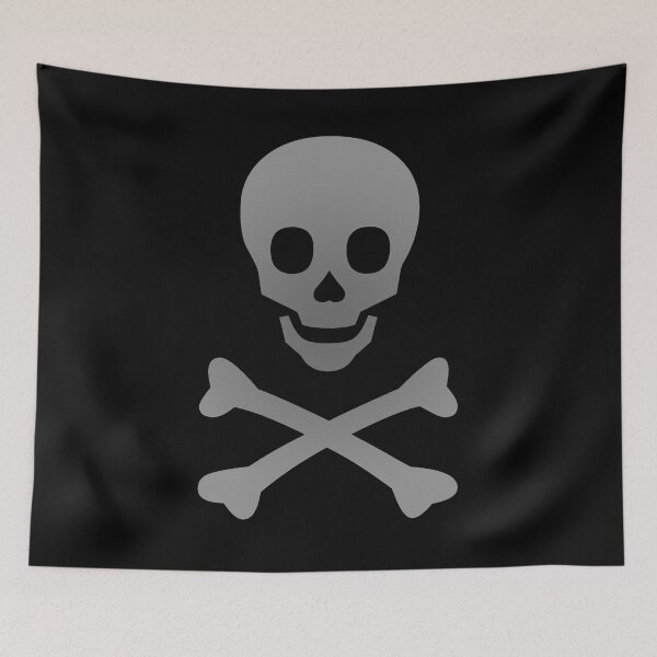 Item preview, Skull and Crossbones Pirate Flag Gray Gradient designed and sold by MOP-tees.