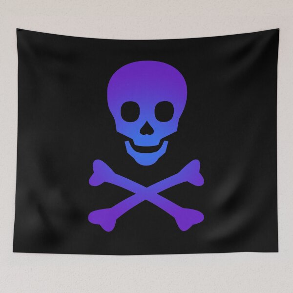 Item preview, Skull and Crossbones Pirate Flag Purple Royal Blue Gradient designed and sold by MOP-tees.