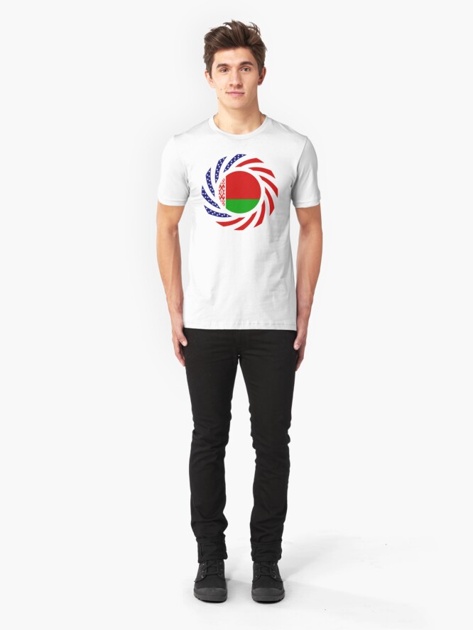 Alternate view of Belarusian American Multinational Patriot Flag Series Slim Fit T-Shirt