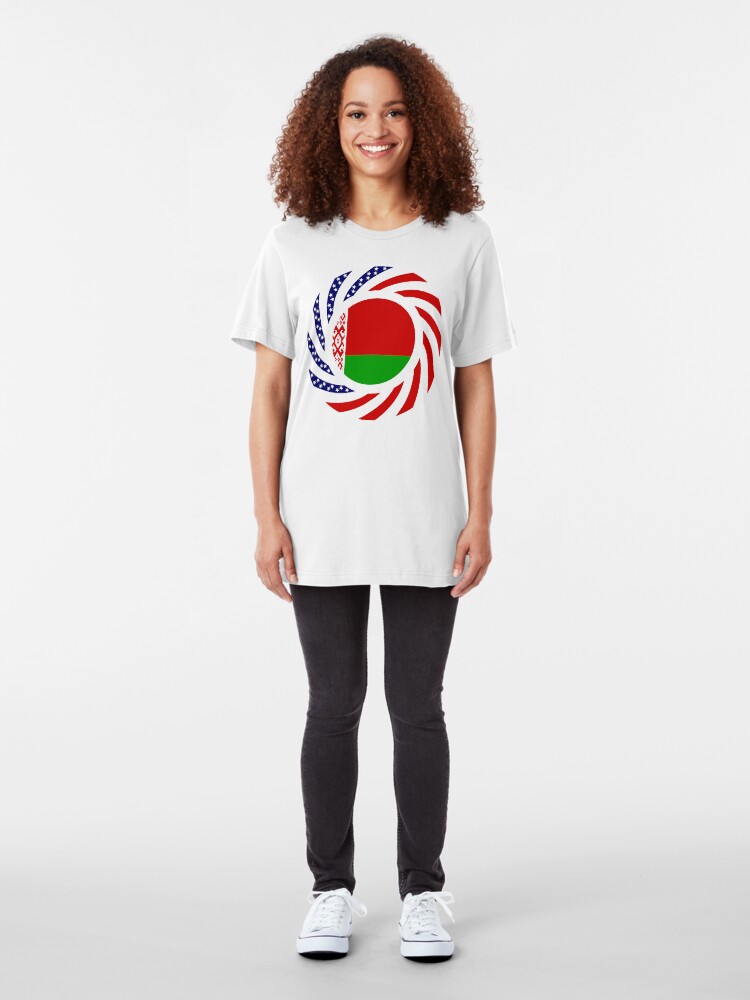 Alternate view of Belarusian American Multinational Patriot Flag Series Slim Fit T-Shirt