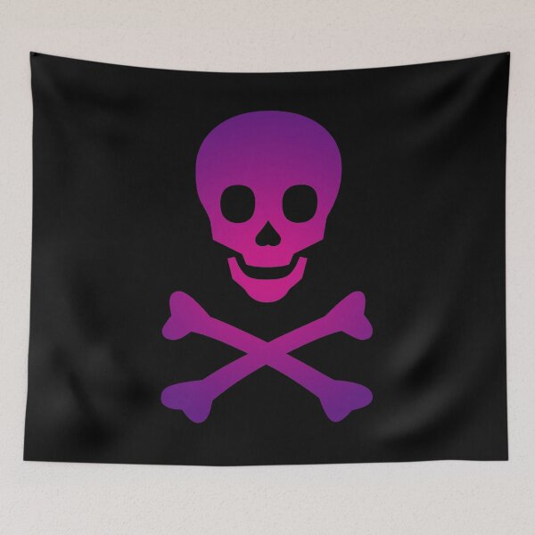 Item preview, Skull and Crossbones Pirate Flag Hot Pink Purple Gradient designed and sold by MOP-tees.