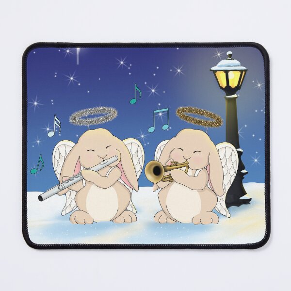 Item preview, Christmas Rabbits Dressed as Angels Playing Flute and Trumpet designed and sold by Jazznote.