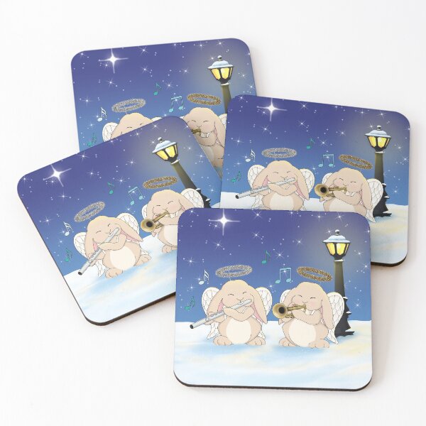 Item preview, Christmas Rabbits Dressed as Angels Playing Flute and Trumpet designed and sold by Jazznote.