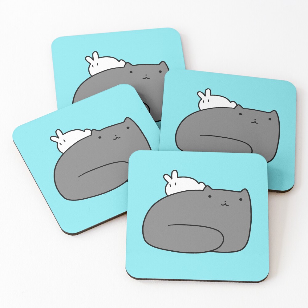 Big Cat and Tiny Bunny Coasters (Set of 4)