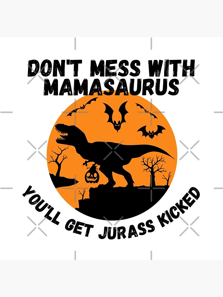 Disover Don't Mess With Mamasaurus Halloween Trex Throw Pillow